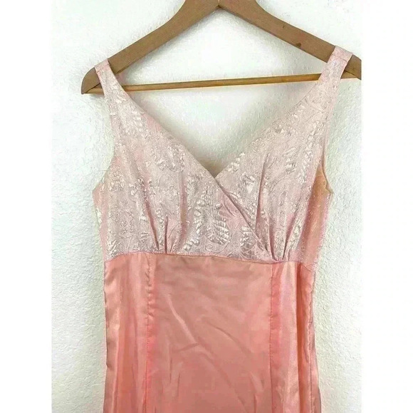 VTG Handmade Pink Shiny Sleeveless Elegant Long Dress READ Women's SMALL - Picture 11 of 16